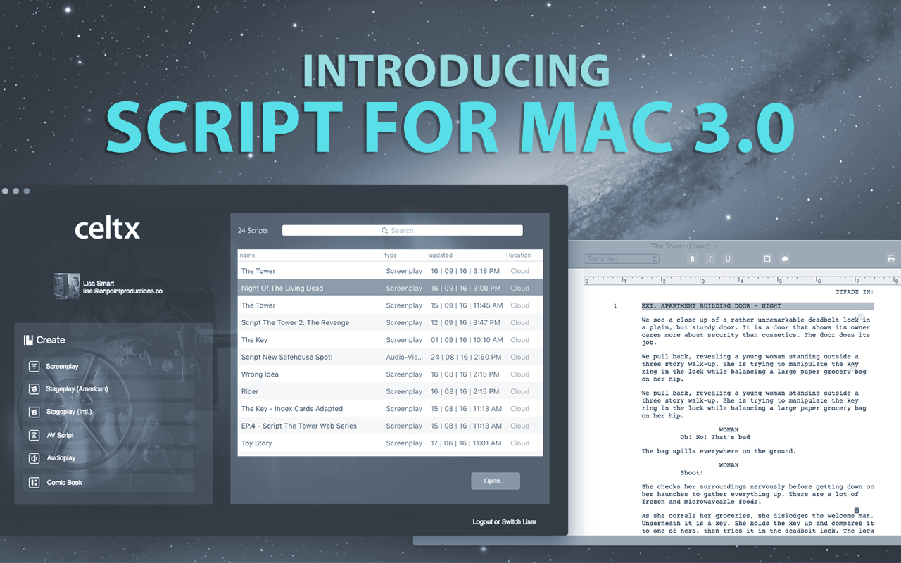 celtx script writing software free download for mac